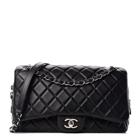 CHANEL Deerskin Quilted Casual Journey Flap Black